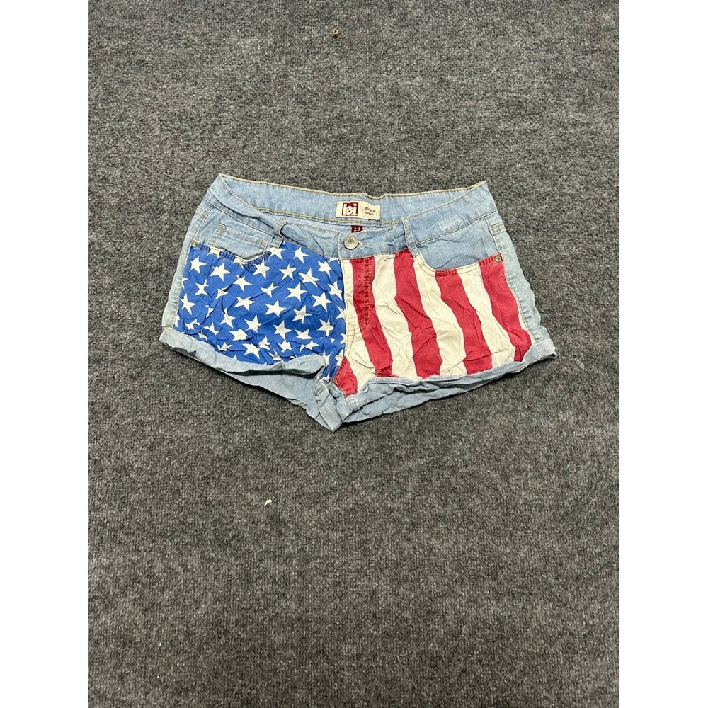 L.E.I. Shorts Womens Size 13 Blue American Flag Low Rise Denim Patriotic Summer
